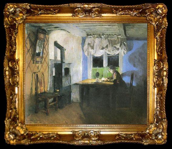 framed  Harriet Backer Ved lampelys, ta009-2
